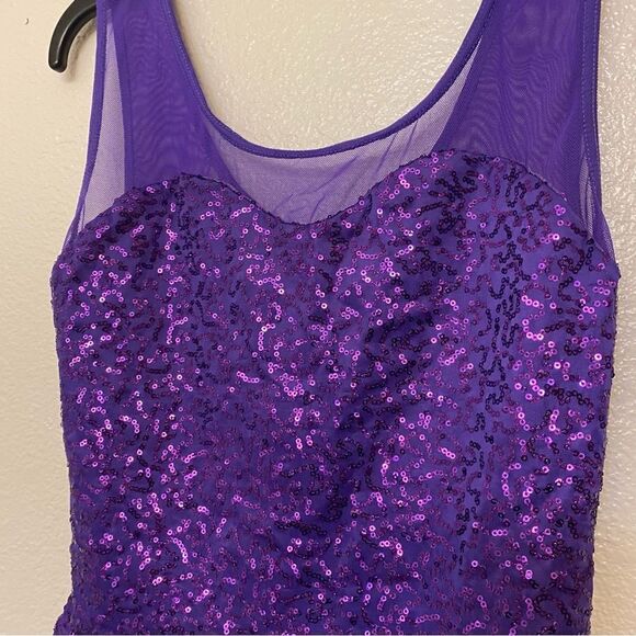 WEISSMAN Balera Dance Costume purple sequin tank peplum SQ7328 TOP Adult MA - Picture 3 of 11